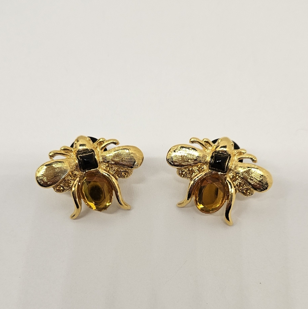 Bee Scatter Tac Pins Crystal Accents Gold Plated Lot Bundle Insect Bug